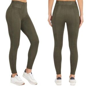 Spanx Faux Suede Leggings in Olive Green Size Small